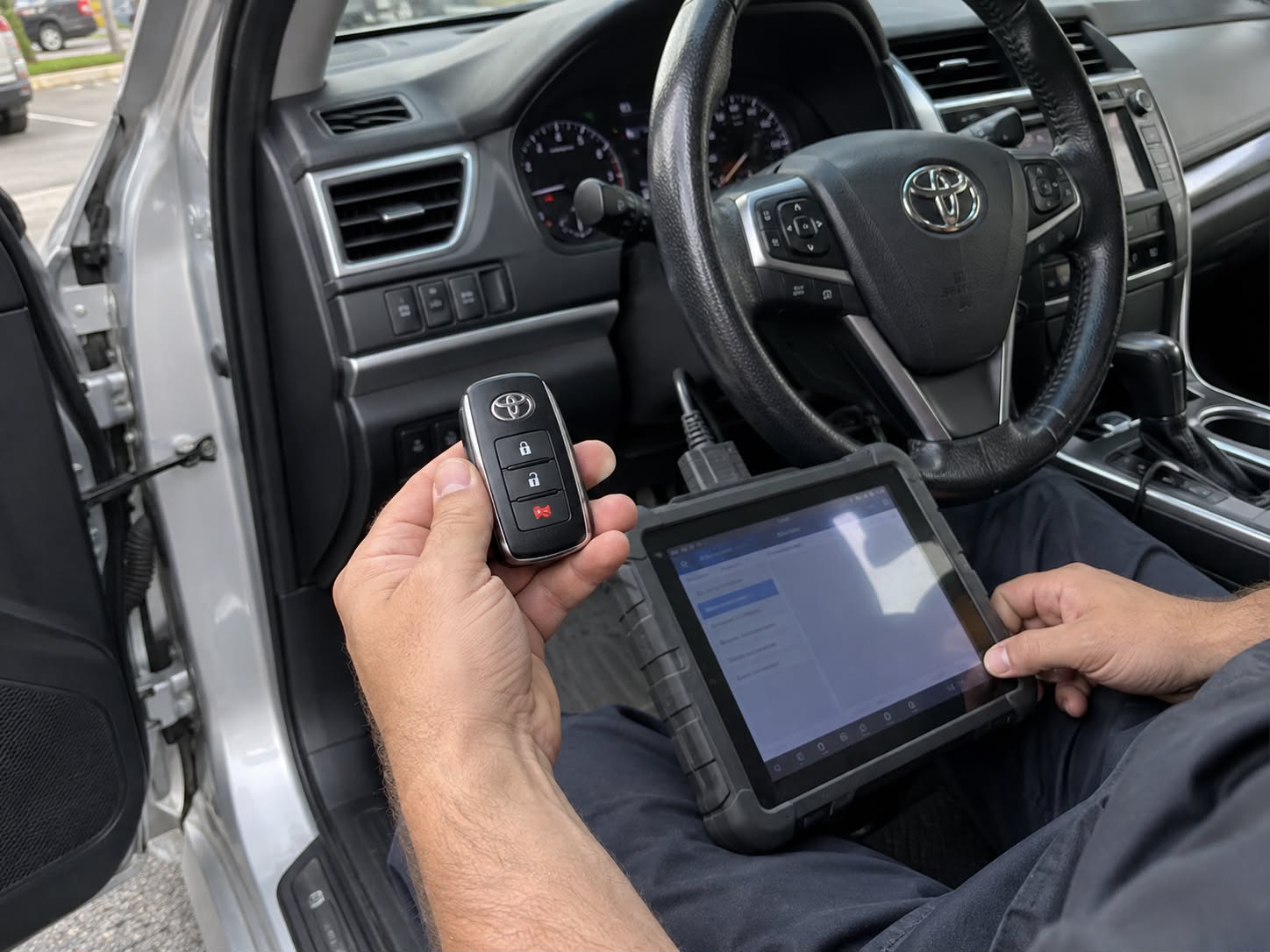 Car key programming inside a Toyota